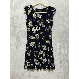 LAUREN Ralph Lauren Dress Size 8 Floral Print Sleeveless Pleated V-Neck